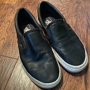 Vans slip on black leather US 7,5